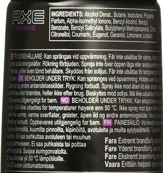 (5 Pack) Axe Deodorant Body Spray Marine Mens Fragrance 150ml/5.07 Oz