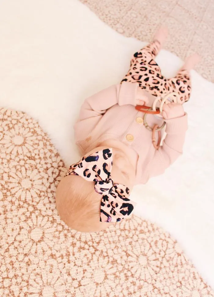 Blush Leopard Print Bow Knot Headband