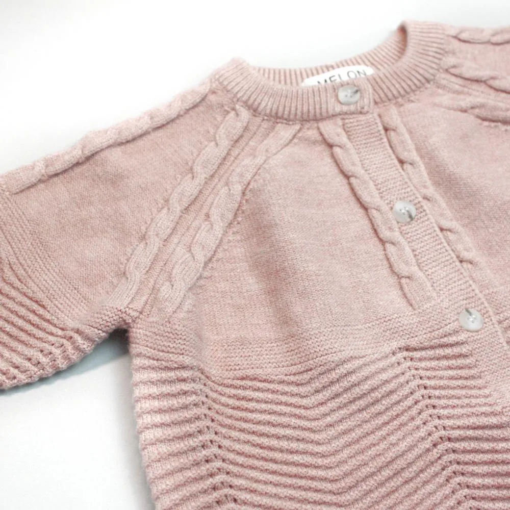 Cable Knit Cardigan, Blush