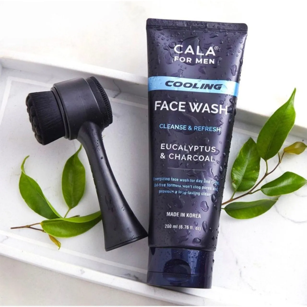 Cala Men's Dual Action Facial Cleansing Brush (Black)