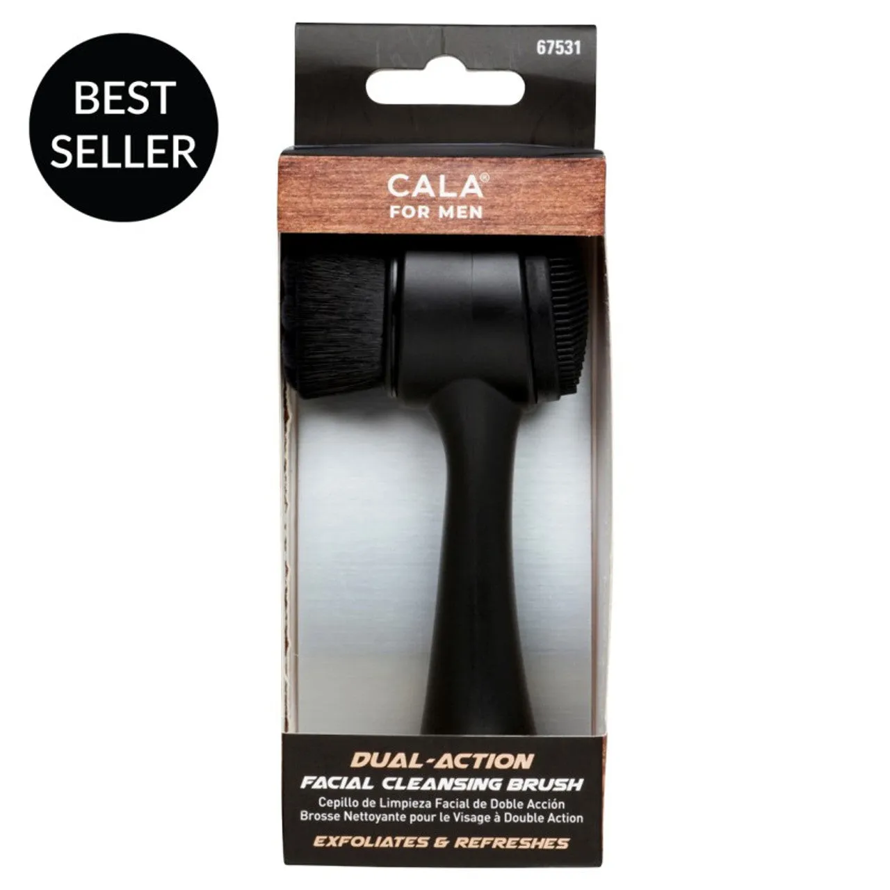 Cala Men's Dual Action Facial Cleansing Brush (Black)