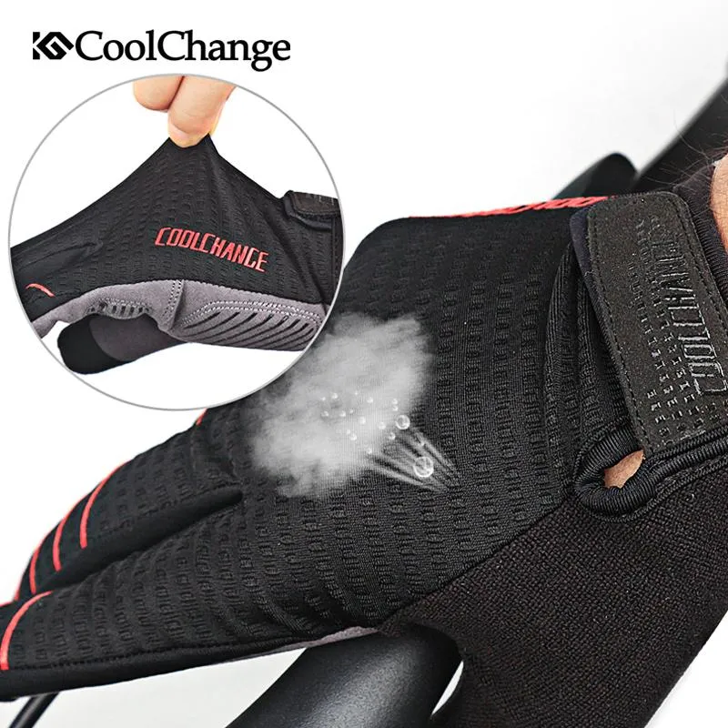 CoolChange Cycling Gloves Full Finger Sport Shockproof MTB Touch Screen Sponge