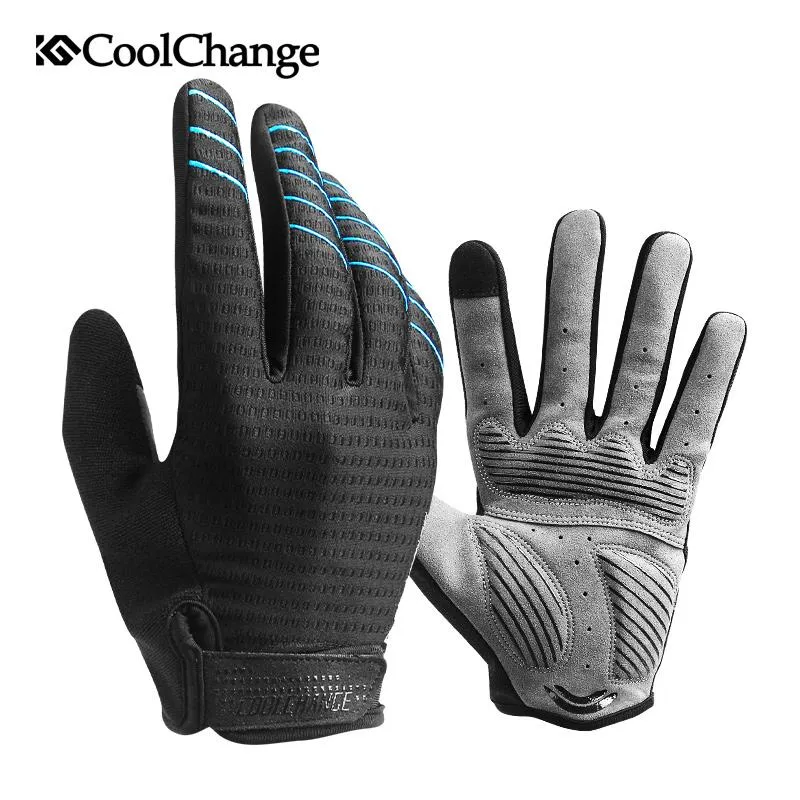 CoolChange Cycling Gloves Full Finger Sport Shockproof MTB Touch Screen Sponge