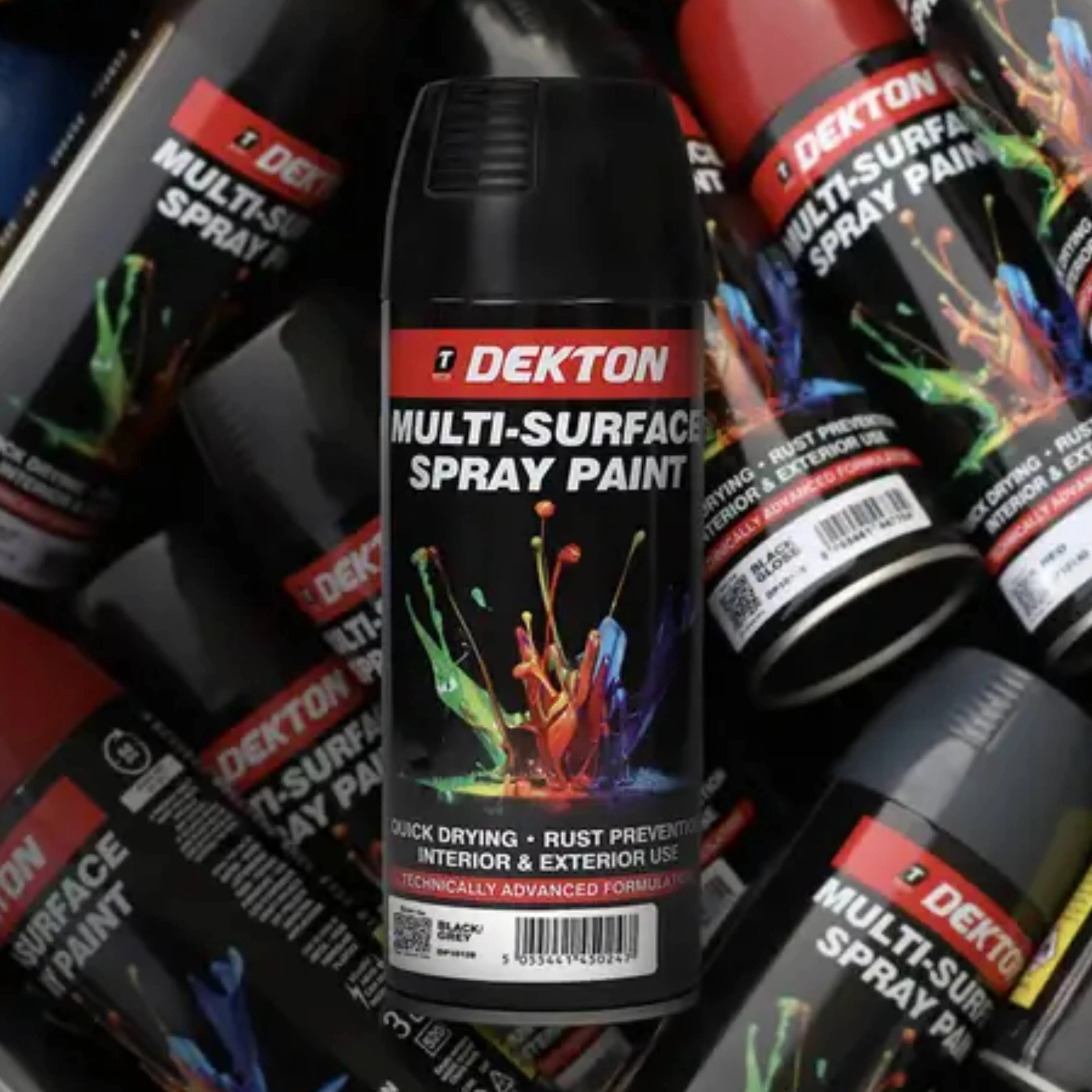 DEKTON 400ml Spray Paint Black/Grey