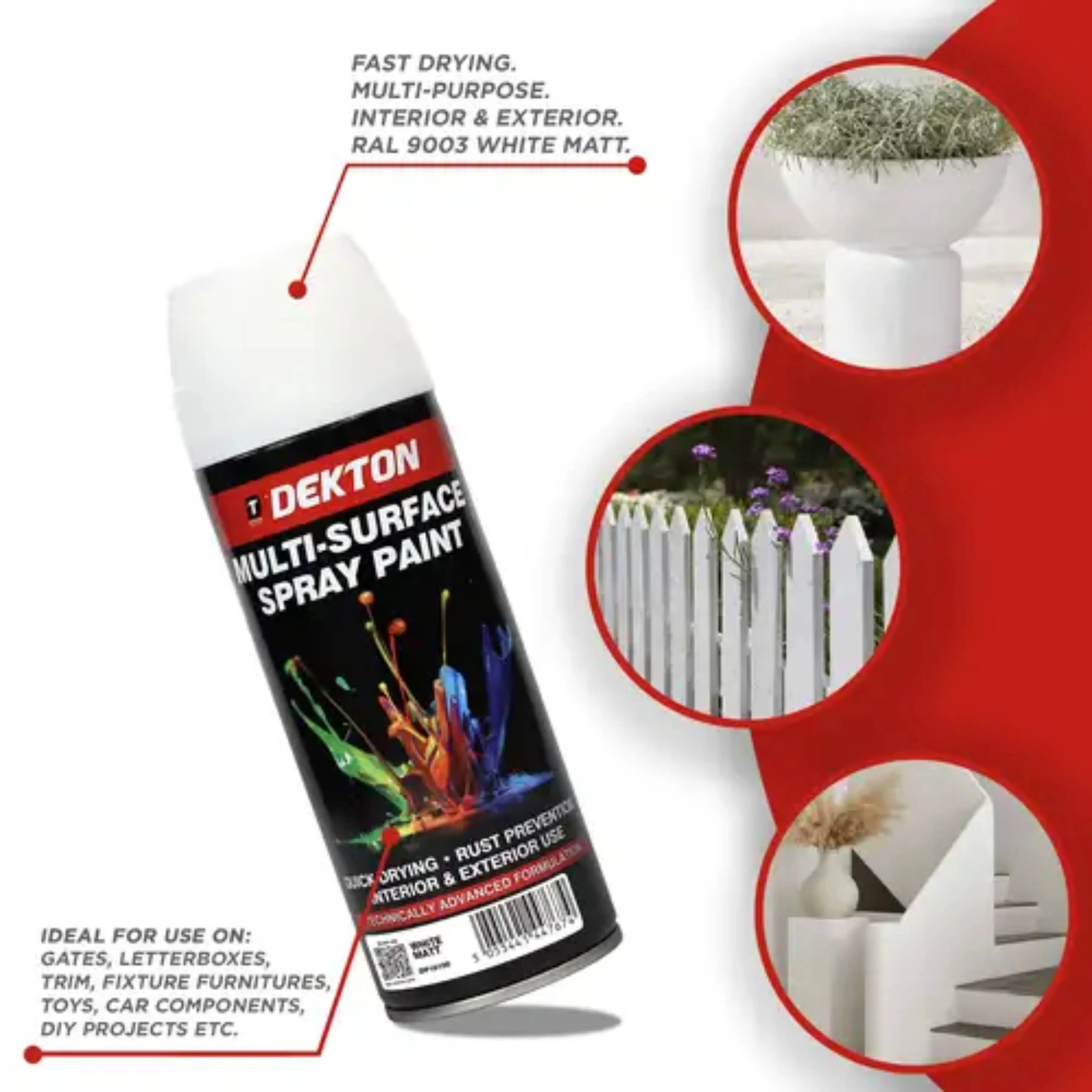 DEKTON 400ml Spray Paint White Matt