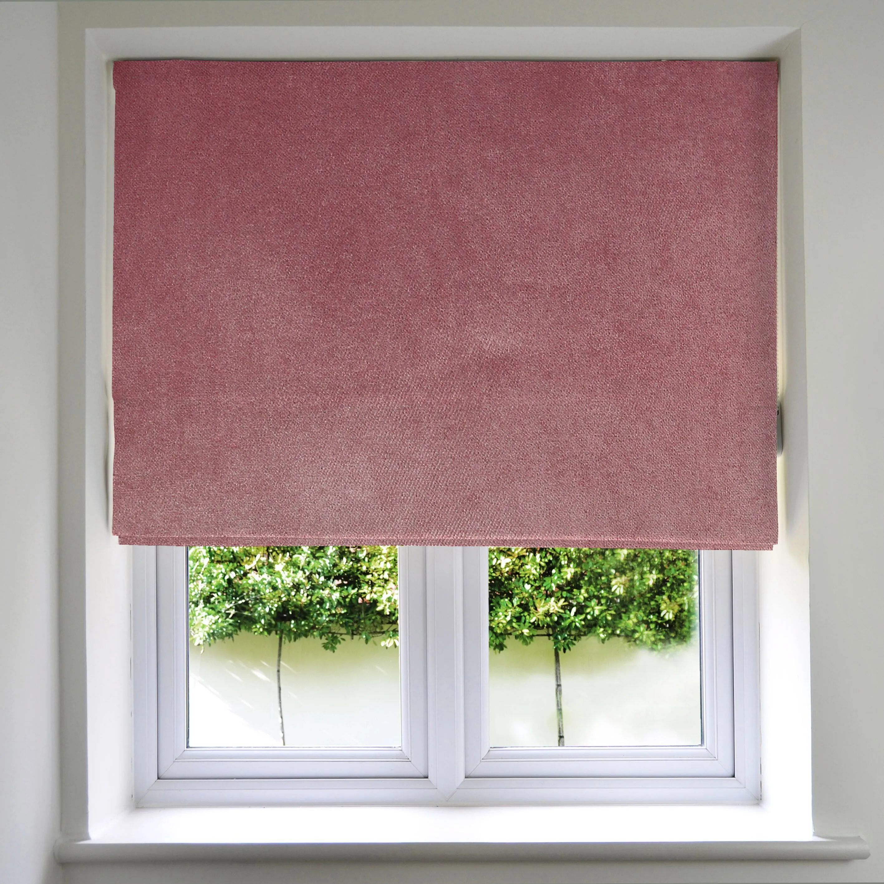 Matt Blush Pink Velvet Roman Blind