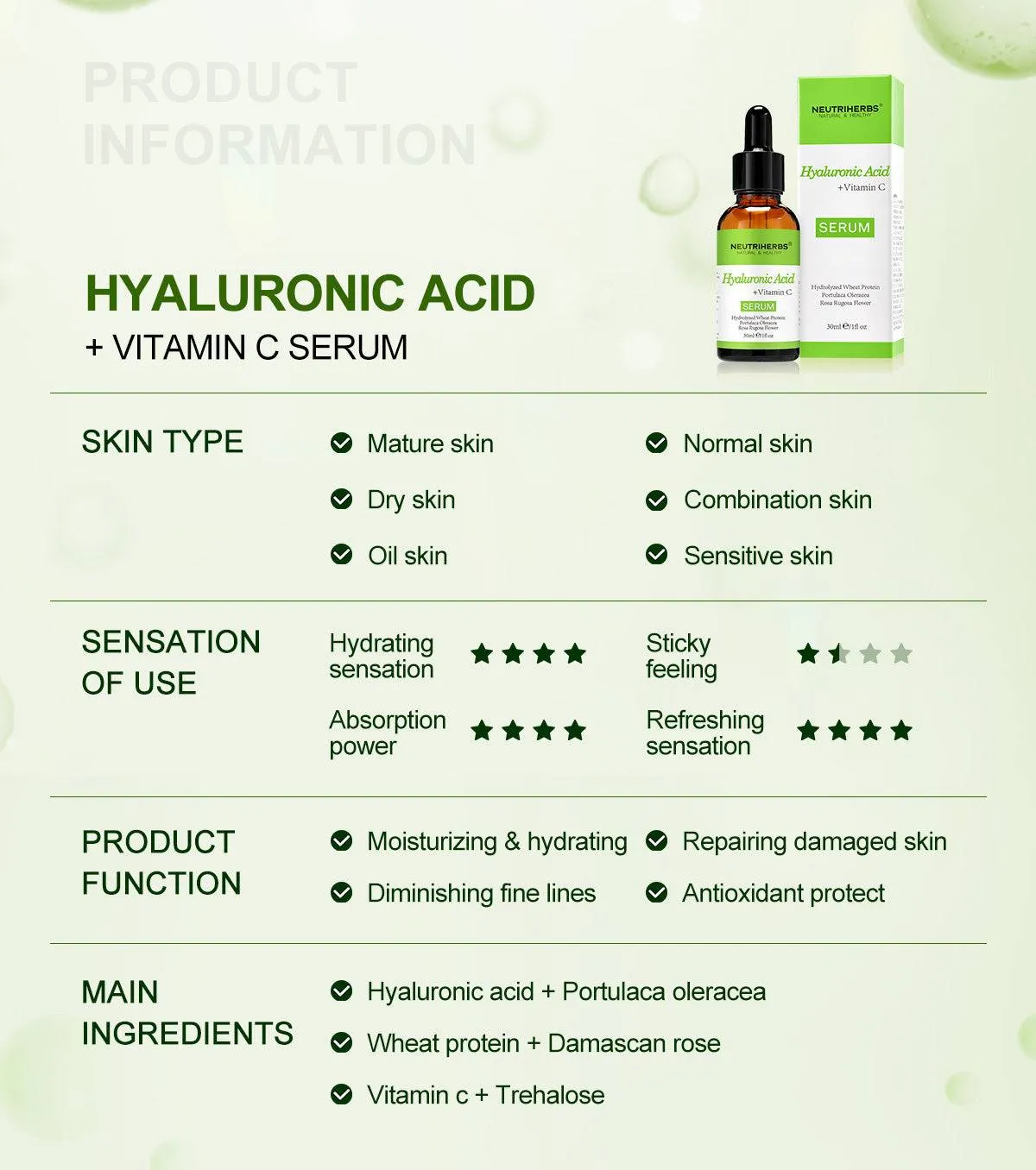 Neutriherbs® Hyaluronic Acid Serum   0.30 mm Derma Roller