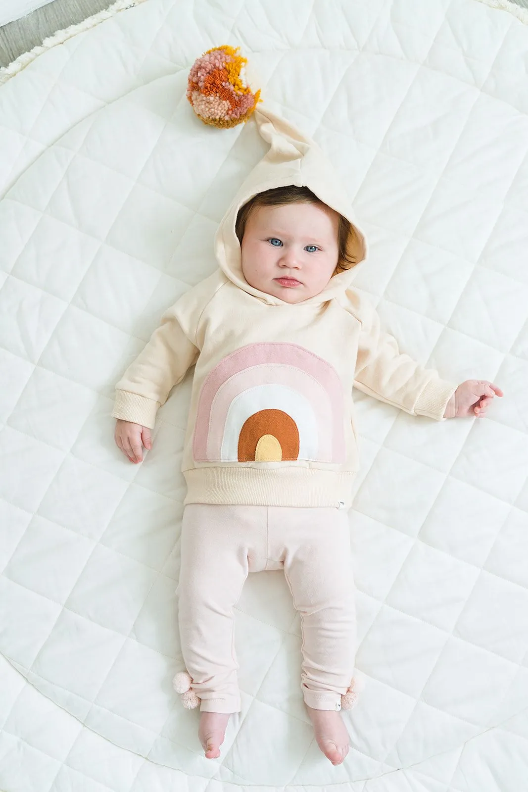 Oh Baby! Hooded Pocket Sweatshirt - Natural Blush Rainbow