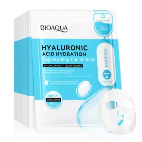 "Hyaluronic Acid Face Masks - Set of 10 for Skincare, Moisturizing, Hydrating, and Firming"